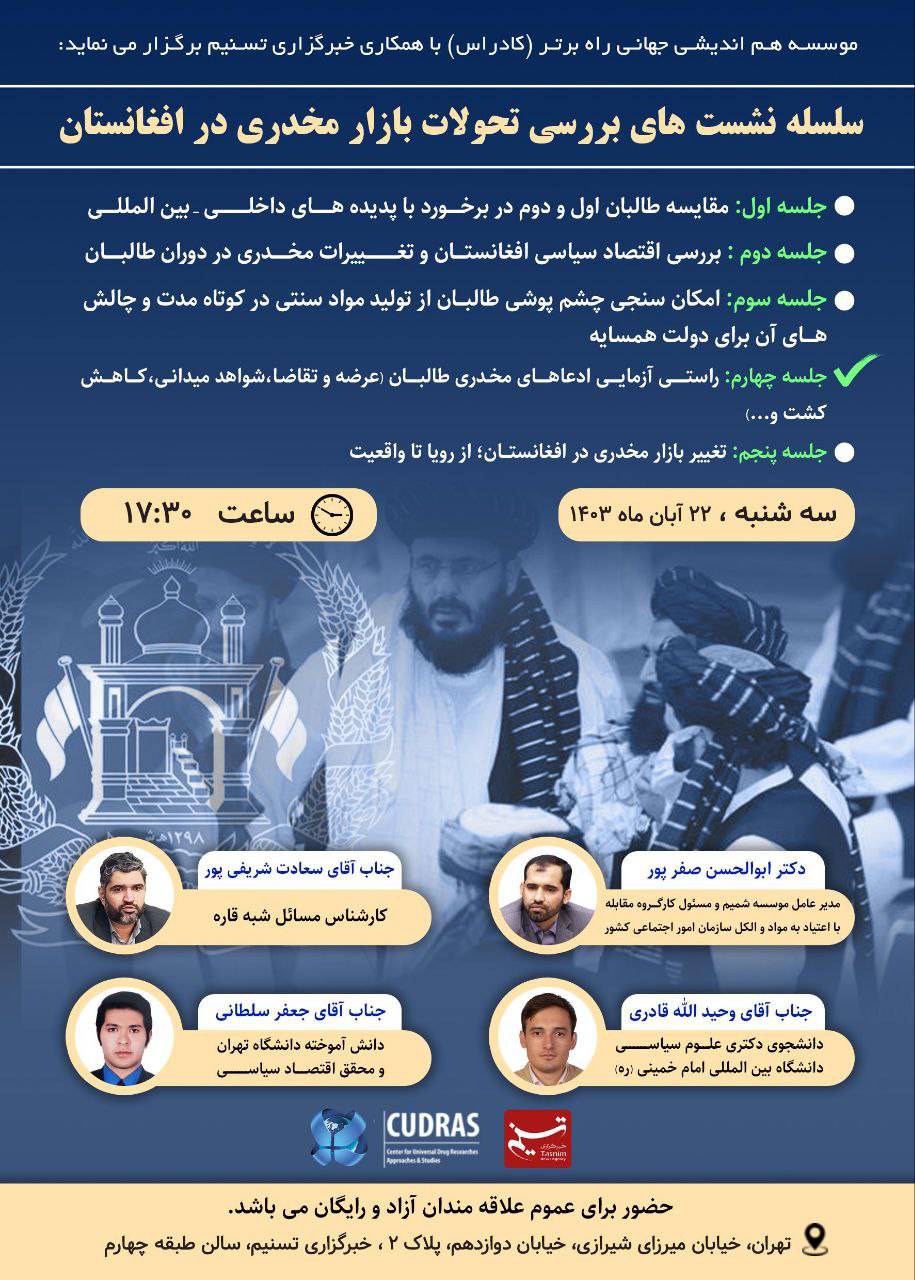 سلسله نشست های بررسی تحولات بازار مخدری در افغانستان